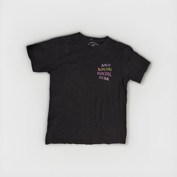 Anti Social Social Club Leopard Print Logo T-Shirt Black Size Small USA Made - Picture 1 of 4